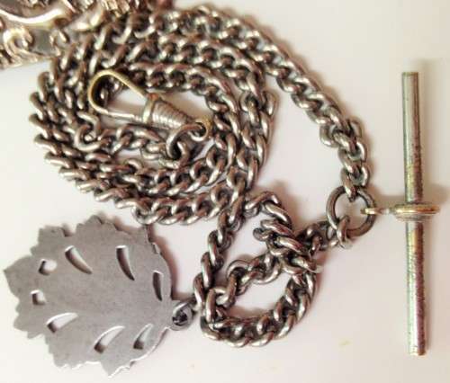 ANTIQUE*SilverFOB MEDALhasBeen testedAs.925estimat1900s*Chain*TBarLobsterClaspSilver Plate30.4g-47cm