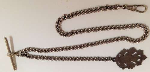 ANTIQUE*SilverFOB MEDALhasBeen testedAs.925estimat1900s*Chain*TBarLobsterClaspSilver Plate30.4g-47cm