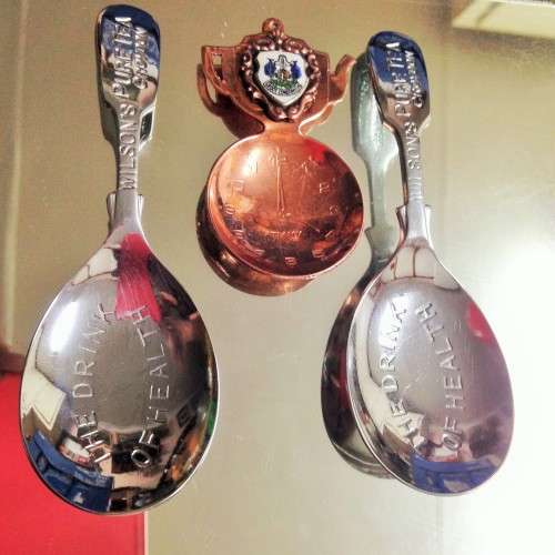 3TEA CADDY SCOOP SPOONS COPPER*1Groot Constantia*2ChromeWILSSON`SpureTea*GREAT COUNTRY HOME DECOR*