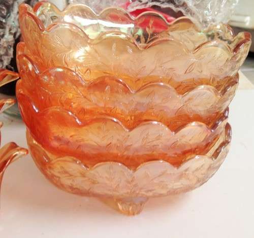 1 X JEANNETTE BOAT SHAPE DISH DEPRESSION MARIGOLD*IRIDESCENT SPARKLES* COUNTRY HOME DECOR*BID EACH B