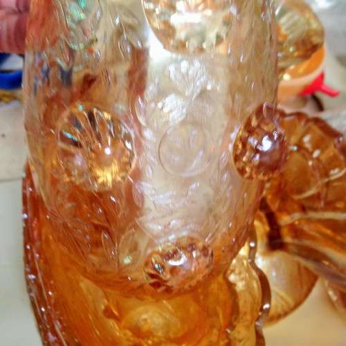 1 X JEANNETTE BOAT SHAPE DISH DEPRESSION MARIGOLD*IRIDESCENT SPARKLES* COUNTRY HOME DECOR*BID EACH B