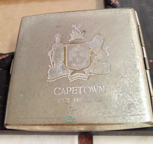 CAPETOWN  CapeProvince-Spes Bona  Embossed- silver TONE METAL- CIGARETTE CASE SILVER PLATE
