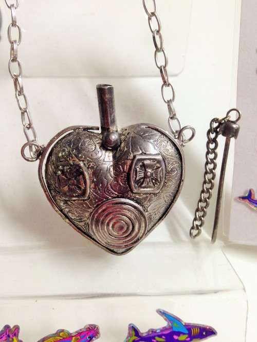 Perfume flask on chain has Stopper and Dauber