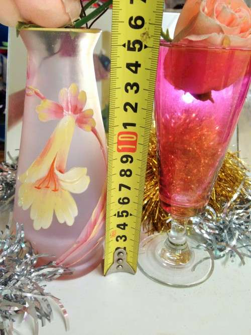*EXCEPTIONAL*2 PINK GLASS VASE*1 HandPainted*GREAT COUNTRY HOME DECORL@@KatMY BUY NOWitemsNO WAITING