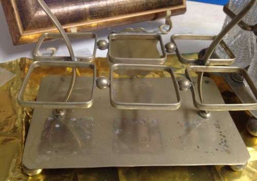 SALTS - CONDIMENTS 2 x mix Tray HOLDER+7 Crystal bottles CONDIMENT