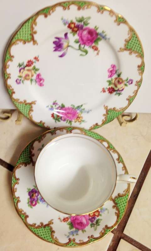 TrioANSLEY BONECHINA*1940Gilt/Scalloped/Scrolls*GREAT COUNTRY HOME DECOR*L@@KatMy*BUY NOW*NO WAITING