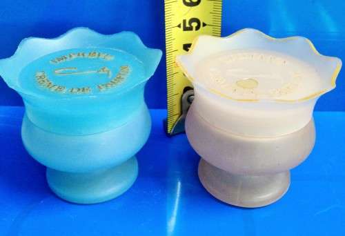 PERFUME BOTTLE Coty Cream EMPTY frosted satin glass blue + Pink