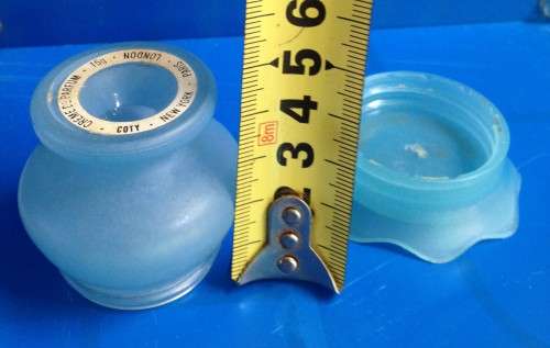 PERFUME BOTTLE Coty Cream EMPTY frosted satin glass blue + Pink