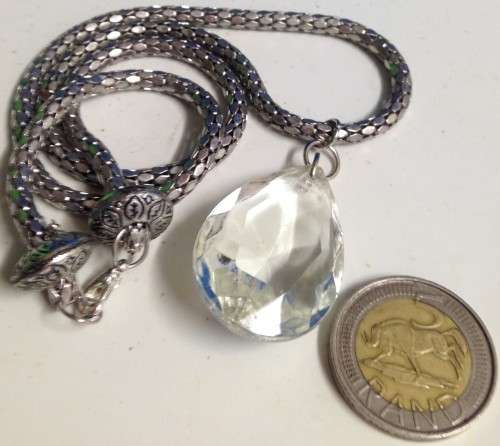 Necklace SILVER Tone snake CHAIN *CHANDELIER CRYSTAL LOOK At My BUY NOW LISTINGS NO WAITING