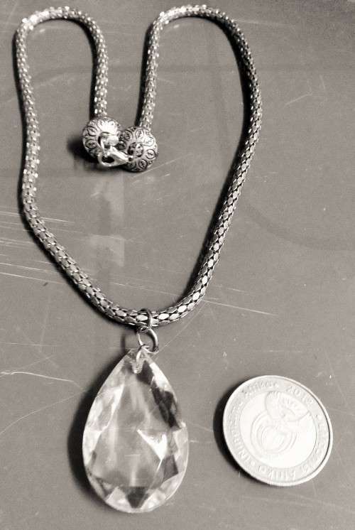 Necklace SILVER Tone snake CHAIN *CHANDELIER CRYSTAL LOOK At My BUY NOW LISTINGS NO WAITING
