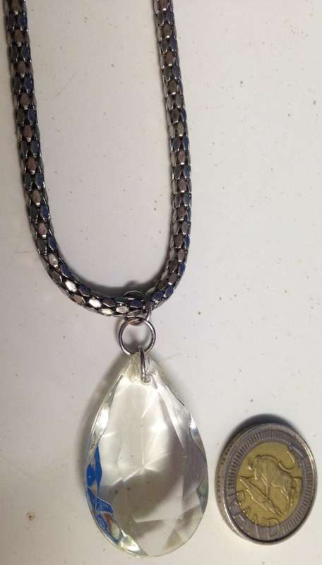 Necklace SILVER Tone snake CHAIN *CHANDELIER CRYSTAL LOOK At My BUY NOW LISTINGS NO WAITING