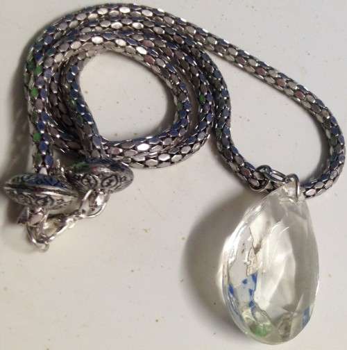 Necklace SILVER Tone snake CHAIN *CHANDELIER CRYSTAL LOOK At My BUY NOW LISTINGS NO WAITING