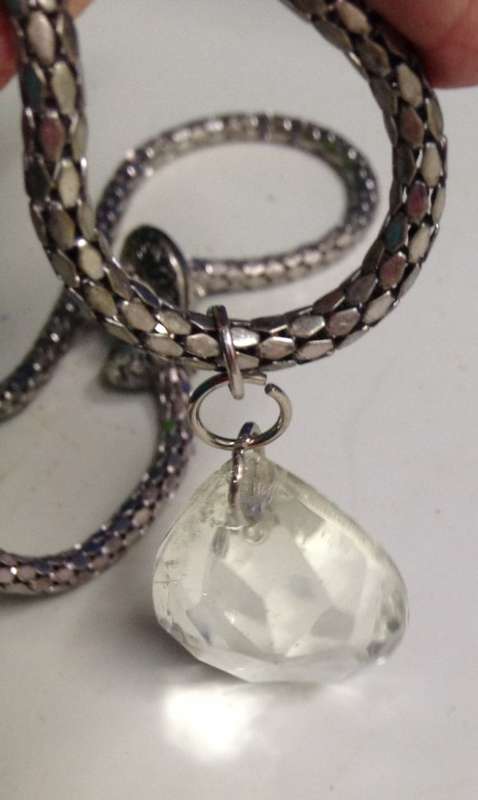 Necklace SILVER Tone snake CHAIN *CHANDELIER CRYSTAL LOOK At My BUY NOW LISTINGS NO WAITING