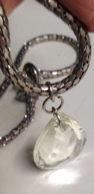 Necklace SILVER Tone snake CHAIN *CHANDELIER CRYSTAL LOOK At My BUY NOW LISTINGS NO WAITING