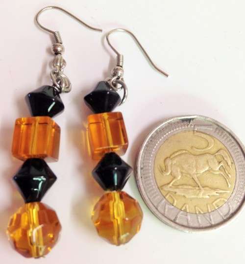 Earrings Art Deco VTG Glass beads Artisinal pierced ears LOOK At All My BUY NOW LISTINGS NO WAIT