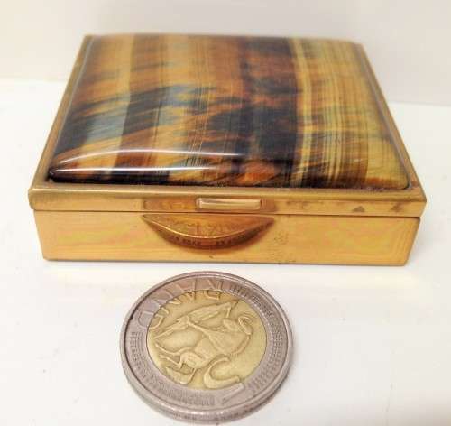 Pill box Tigers Eye  6 cm gem stone semi-precious Precious Top slab  England