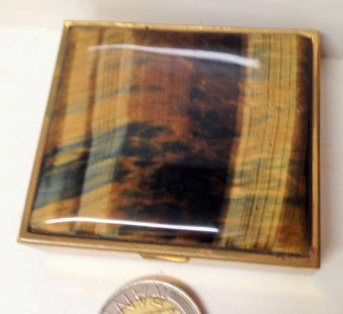 Pill box Tigers Eye  6 cm gem stone semi-precious Precious Top slab  England