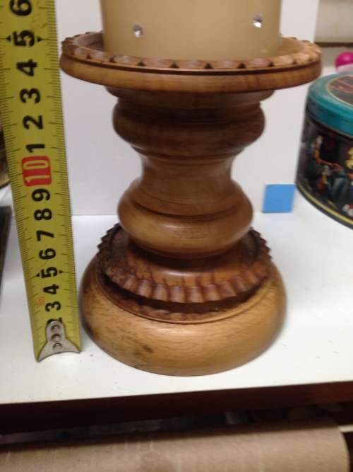 Large OAK CANDLE HOLDER beautiful TURNED LOOK at MY BUY NOW listings *NO WAITING*