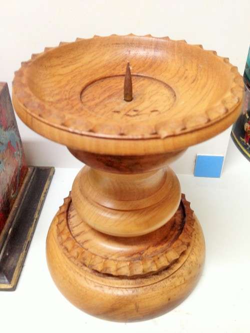 Large OAK CANDLE HOLDER beautiful TURNED LOOK at MY BUY NOW listings *NO WAITING*