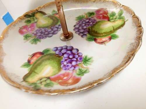 2 TIER CAKE stand GILT Trim+1 SNACK dish 2 DIV Look At All My BUY NOW Listings NO WAITING