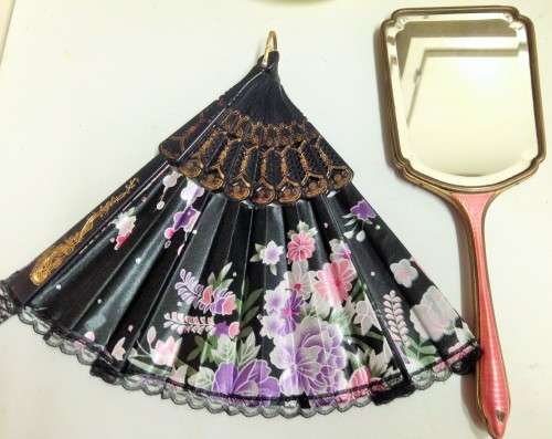 GUILLOCHE Hand MIRROR  Vanity dressing table decor bevelled +FAN