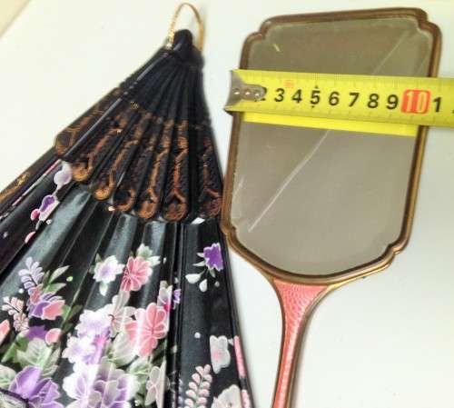 GUILLOCHE Hand MIRROR  Vanity dressing table decor bevelled +FAN