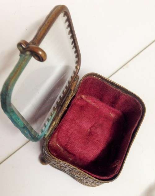 BOX - ANTIQUE Victorian ORMALU Brass Bevelled Glass Bun Feet LOOK at My BUY NOW-NO WAITING