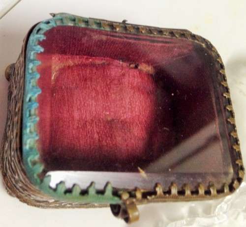BOX - ANTIQUE Victorian ORMALU Brass Bevelled Glass Bun Feet LOOK at My BUY NOW-NO WAITING