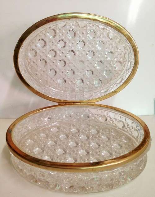RARE-G.S.E.Ottone Garantito CRYSTAL HingedTRINKET BoxIataliaRefraction Super LuminousHigh resonance