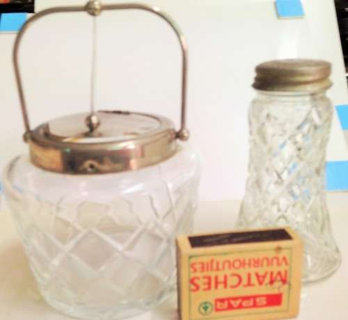 JAR crystal glass diamond cut hinge lid plated Crystal salt