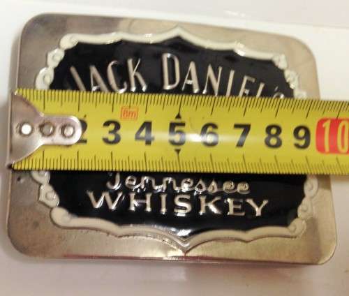 Belt BUCKLE+ Tin empty JACK DANIELS OLD TIME No.7 TENNESSEE WHISKEY 2COLOUR ENAMEL SILVER TONE METAL