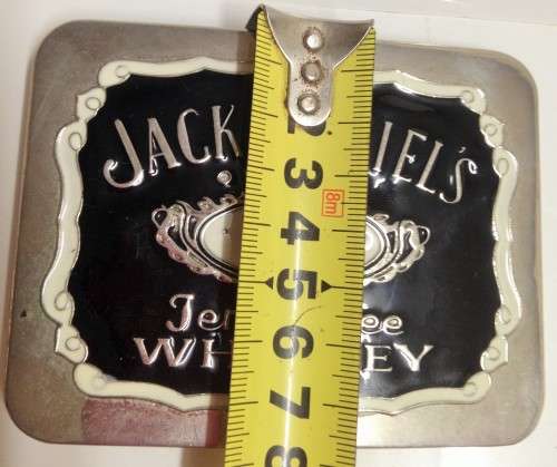 Belt BUCKLE+ Tin empty JACK DANIELS OLD TIME No.7 TENNESSEE WHISKEY 2COLOUR ENAMEL SILVER TONE METAL