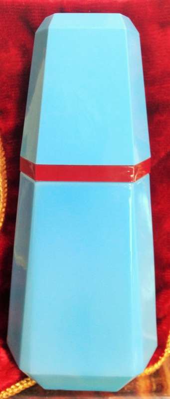 Perfume Bottle*BLUE  MILK GLASS `LOU-LOU`BOTTLE Empty