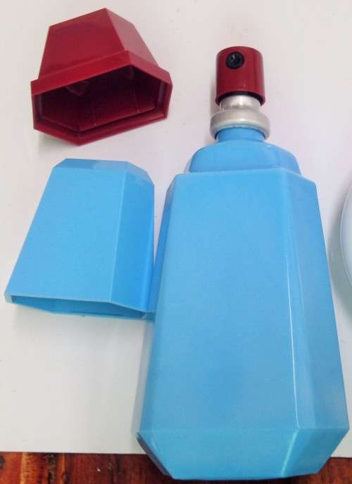 Perfume Bottle*BLUE  MILK GLASS `LOU-LOU`BOTTLE Empty