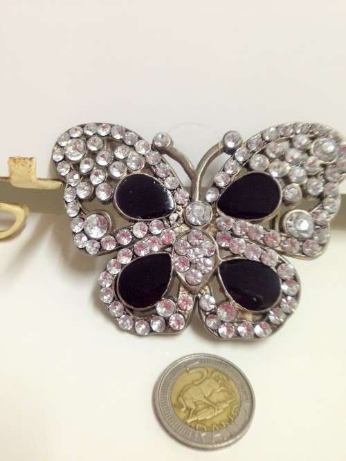 Bangle + Belt black crystal silver tone metal