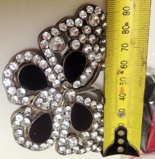 Bangle + Belt black crystal silver tone metal