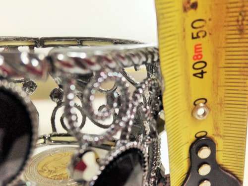 Bangle + Belt black crystal silver tone metal