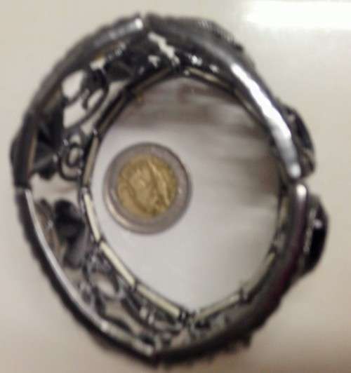 Bangle + Belt black crystal silver tone metal