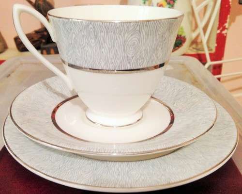 Royal Albert trio  silver and white