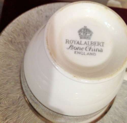 Royal Albert trio  silver and white