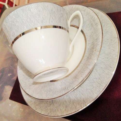 Royal Albert trio  silver and white