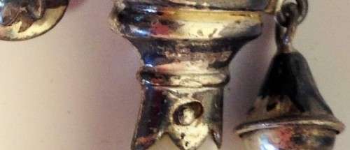 STERLING Silver BABY Rattle +Teether Mother of Pearl MR PUNCH original bells