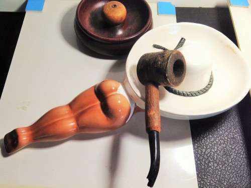 Wood Pipe+1952Rhodesian teakAshtray*+CeramicLady GREAT COUNTRyHOMeDECOR*L@@katMY*BUYNOW*NO WAITING*