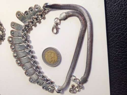 VintageBIBNecklaceSilverToneMETAL16PINK CRYSTAL*GREAT COUNTRY HOME DECOR*L@@katMY*BUYNOW*NO WAITING*