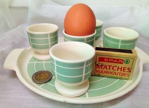 Set EGG CUPS 5 +1 Tray German ceramic LOOK at My BUY NOW listings NO WAITING