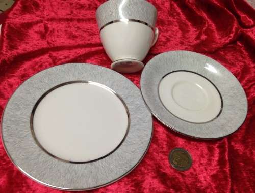 Royal Albert trio  silver and white