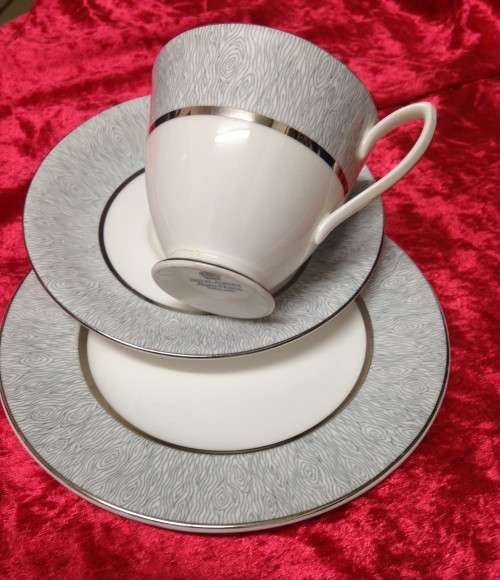 Royal Albert trio  silver and white