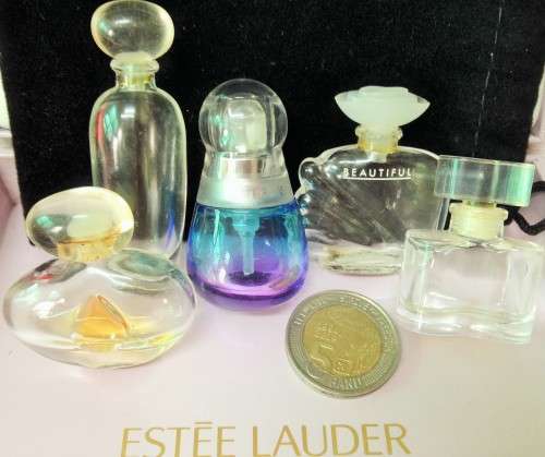 ESTEE LAUDER Box 5 miniature PERFUME BOTTLES *EMPTY LOOK At My BUY NOW LISTINGS NO WAITING