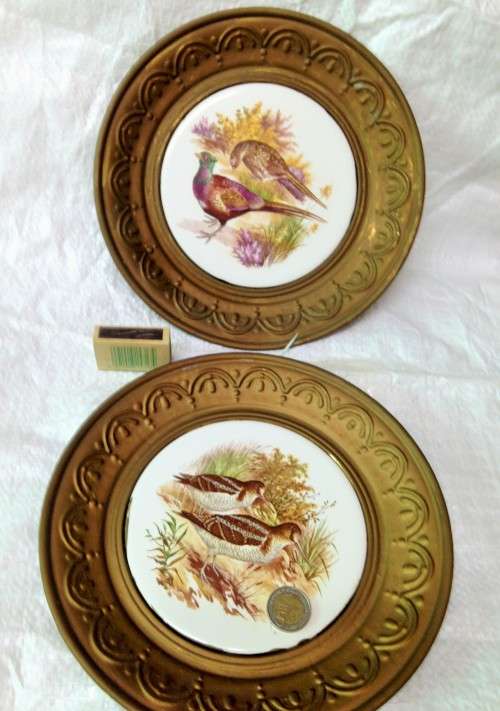 BRASS 2TRAY/WALL-PLATES RING on Back To HANG center ceramic LOOK At My BUY NOW LISTINGS NO WAITING