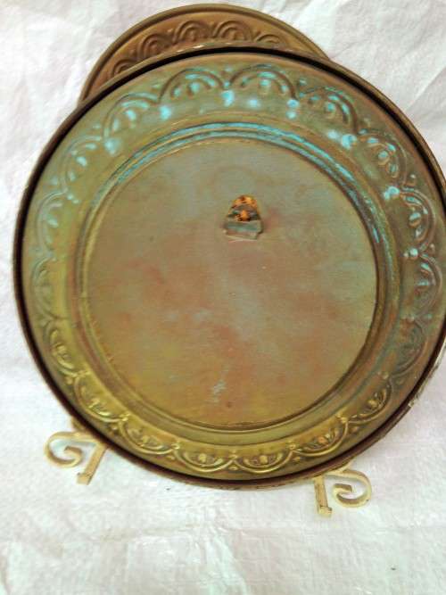 BRASS 2TRAY/WALL-PLATES RING on Back To HANG center ceramic LOOK At My BUY NOW LISTINGS NO WAITING